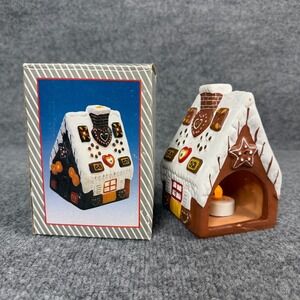 Vintage Gingerbread House Candle Holder Ceramic German Christmas Decor